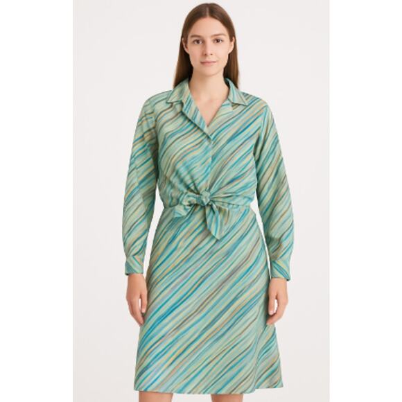 Villager two piece wrap top and skirt set 70s retro print womens medium size 8 - Picture 1 of 9